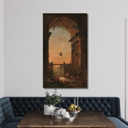 Il Ritorno Del Bestiame Hubert Robert hrb111 quadro stampato su tela