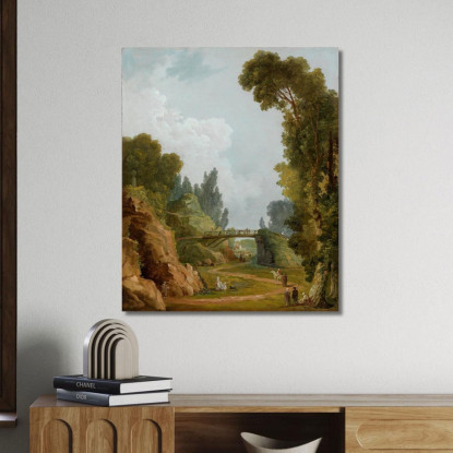 Il Ponte Rustico Château De Méréville Francia Hubert Robert hrb113 quadro stampato su tela