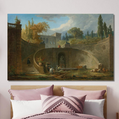 Villa Farnese Con Giardini A Caprarola Hubert Robert hrb124 quadro stampato su tela