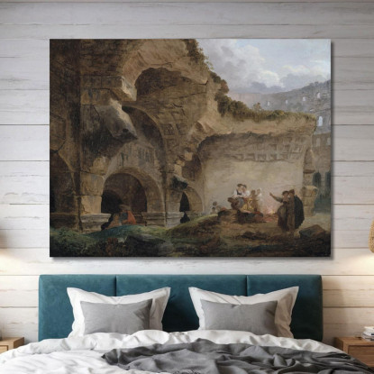 Lavandaie Nelle Rovine Del Colosseo Hubert Robert hrb132 quadro stampato su tela