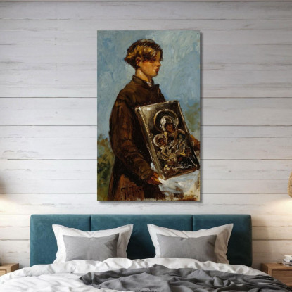 Schizzo Di Un Ragazzo Che Trasporta Un'Icona Ilya Efimovich Repin ier26 quadro stampato su tela