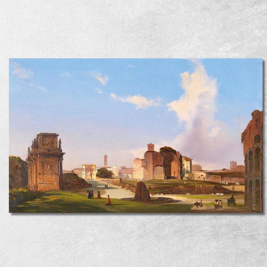 Una Vista Del Foro Romano Con L'Arco Di Costantino Ippolito Caffi icf3 quadro stampato su tela