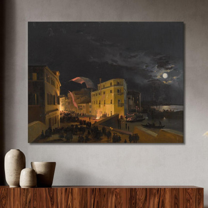 Festival A Venezia Ippolito Caffi icf7 quadro stampato su tela