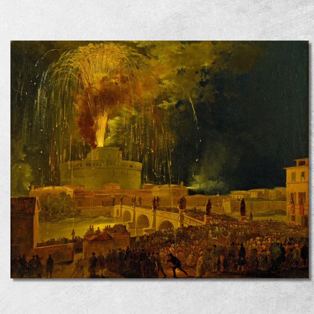 La Girandola Fireworks From Castel Sant'Angelo In Rome Ippolito Caffi icf9 quadro stampato su tela La Girandola Fireworks From Castel Sant'Angelo In Rome Ippolito Caffi icf9 quadro stampato su tela