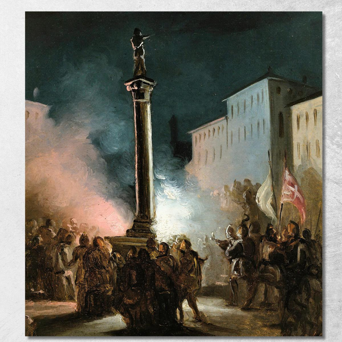 Piazza Colonna Rome Ippolito Caffi icf12 quadro stampato su tela