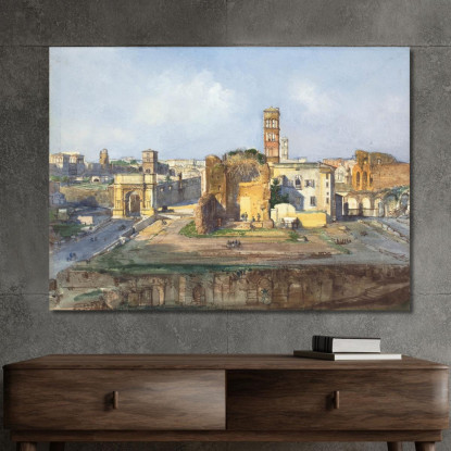 L'Arco Di Tito E Il Tempio Di Venere E Roma Vicino Al Foro Romano Ippolito Caffi icf19 quadro stampato su tela