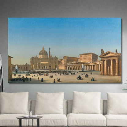 La Benedizione Di Pio Ix In Piazza San Pietro Roma Ippolito Caffi icf20 quadro stampato su tela