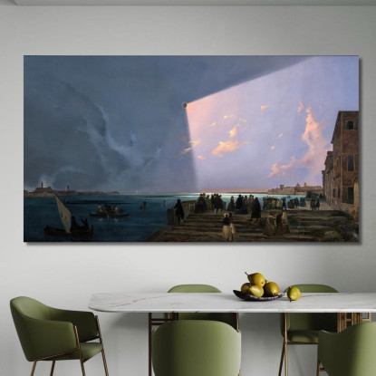 L'Eclissi Di Sole A Venezia 6 Luglio 1842 Ippolito Caffi icf21 quadro stampato su tela