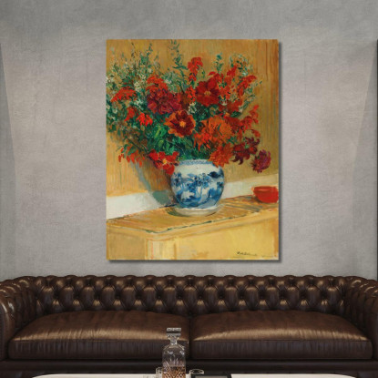 Mazzo Di Fiori In Vaso Blu Jacques-Émile Blanche jeb1 quadro stampato su tela