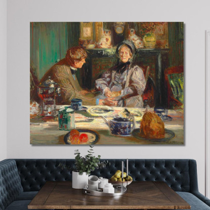 Il Pittore Sickert E Sua Madre Fanno Colazione A Neuville Jacques-Émile Blanche jeb20 quadro stampato su tela