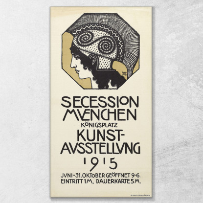 Manifesto Per La Mostra Della Secessione Di Monaco Del 1915 Franz von Stuck fvs67 quadro stampato su tela
