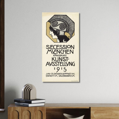 Manifesto Per La Mostra Della Secessione Di Monaco Del 1915 Franz von Stuck fvs67 quadro stampato su tela