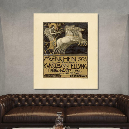 Manifesto Per Il Ix. Mostra D'Arte Internazionale A Monaco Franz von Stuck fvs68 quadro stampato su tela