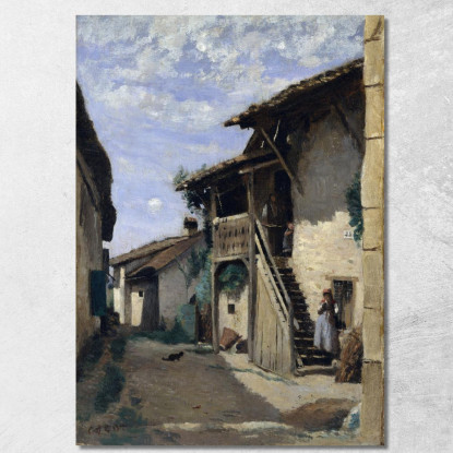 Una Strada Del Villaggio - Dardagny Jean-Baptiste-Camille Corot jbc8 quadro stampato su tela