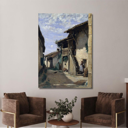 Una Strada Del Villaggio - Dardagny Jean-Baptiste-Camille Corot jbc8 quadro stampato su tela