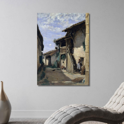 Una Strada Del Villaggio - Dardagny Jean-Baptiste-Camille Corot jbc8 quadro stampato su tela