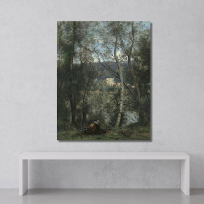 Una Donna Che Raccoglie Fascine A Ville-D'Avray Jean-Baptiste-Camille Corot jbc9 quadro stampato su tela