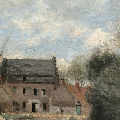 Arleux-Du-Nord Le Moulin Drocourt Sur La Sensée Jean-Baptiste-Camille Corot jbc15 quadro stampato su tela