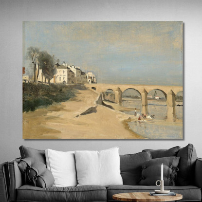 Ponte Sul Fiume Saona A Mâcon Jean-Baptiste-Camille Corot jbc27 quadro stampato su tela