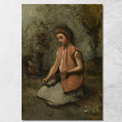 Ragazza Che Tesse Una Ghirlanda Jean-Baptiste-Camille Corot jbc72 quadro stampato su tela