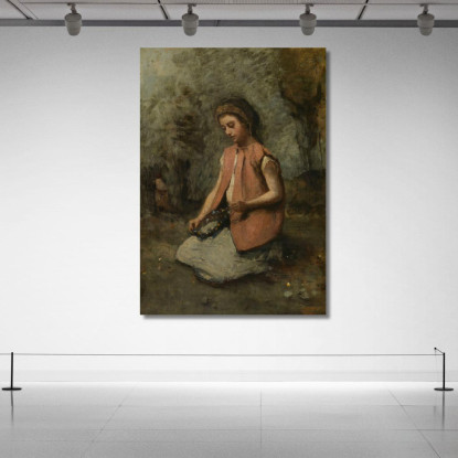 Ragazza Che Tesse Una Ghirlanda Jean-Baptiste-Camille Corot jbc72 quadro stampato su tela