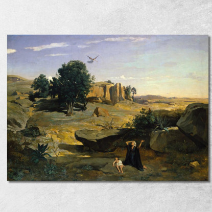 Agar Nel Deserto Jean-Baptiste-Camille Corot jbc76 quadro stampato su tela