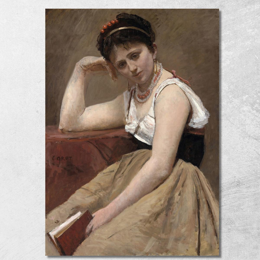 Lettura Interrotta Jean-Baptiste-Camille Corot jbc82 quadro stampato su tela