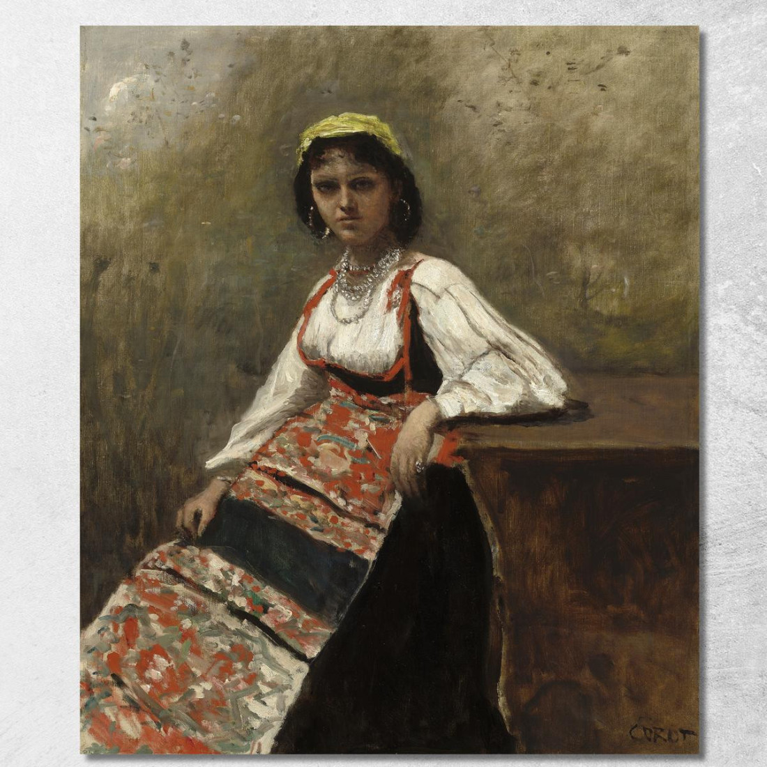 Donna Italiana La Morieri Jean-Baptiste-Camille Corot jbc85 quadro stampato su tela