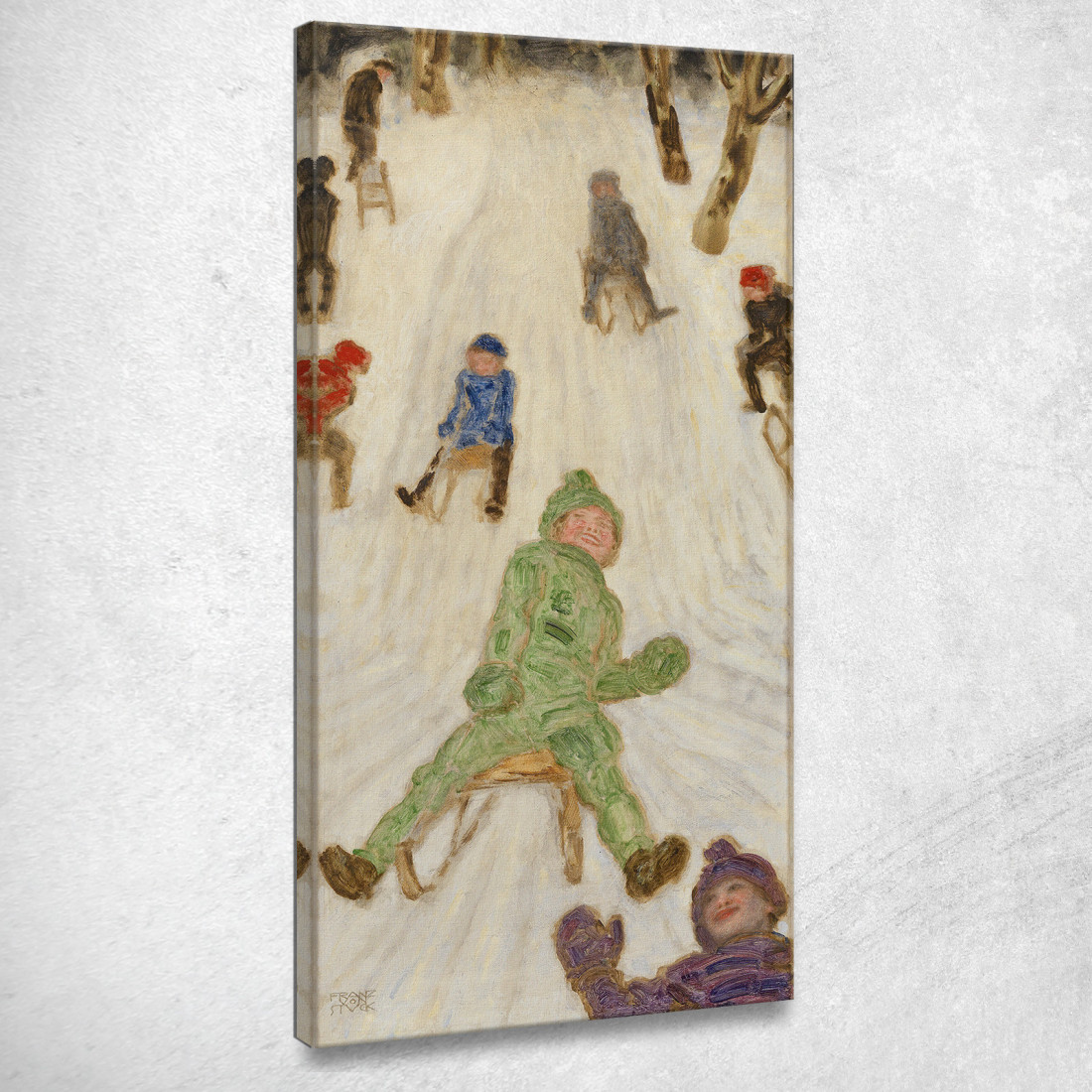 Corsa In Slitta Slitta Per Bambini Franz von Stuck fvs83 quadro stampato su tela Corsa In Slitta Slitta Per Bambini Franz von Stuck fvs83 quadro stampato su tela