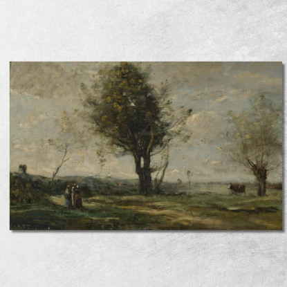 L'Incontro Lungo La Strada Jean-Baptiste-Camille Corot jbc101 quadro stampato su tela