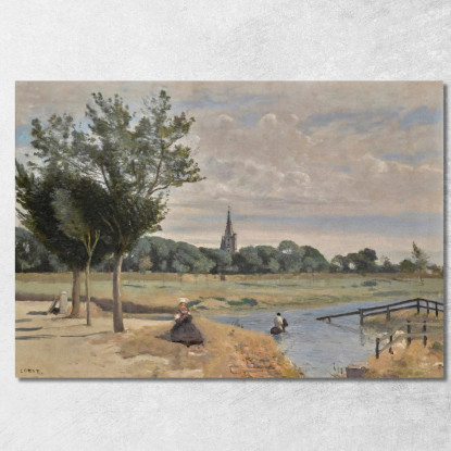 La Rochelle L'Abreuvoir Vista Presa Vicino Ai Bastioni Con La Torre Della Lanterna Jean-Baptiste-Camille Corot jbc104 quadro st