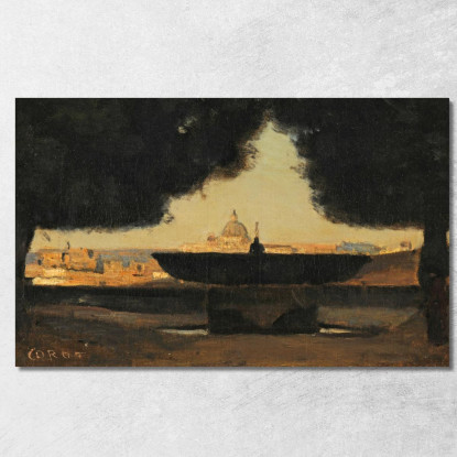 Il Bacino Di Villa Medici Jean-Baptiste-Camille Corot jbc107 quadro stampato su tela