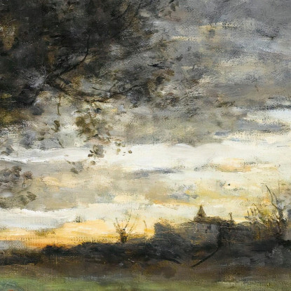 Paesaggio Al Tramonto Jean-Baptiste-Camille Corot jbc109 quadro stampato su tela