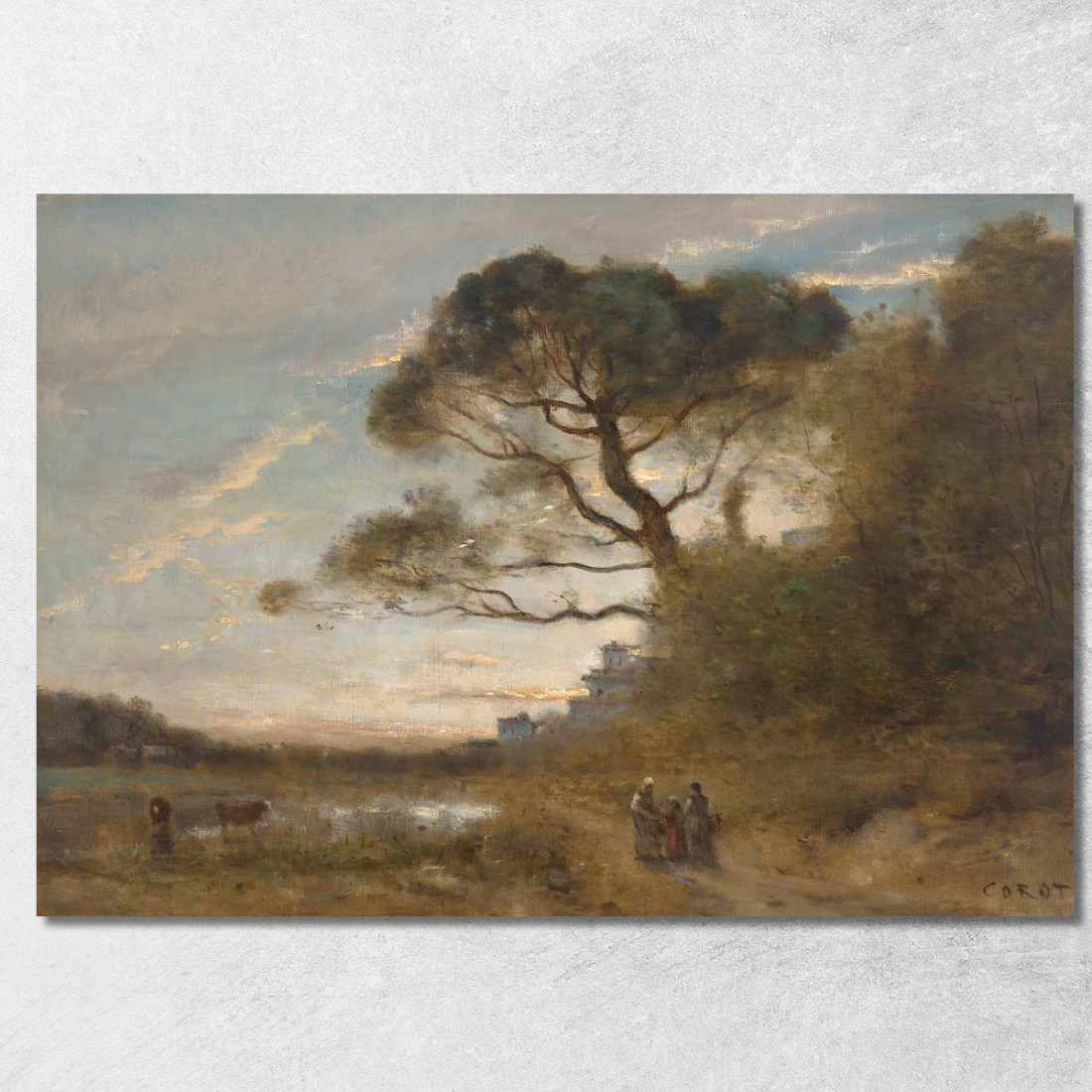 Il Grande Pino Domestico Souvenir D'Italia Jean-Baptiste-Camille Corot jbc121 quadro stampato su tela