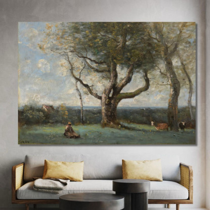 Il Grande Albero Vicino A Gournay Jean-Baptiste-Camille Corot jbc122 quadro stampato su tela