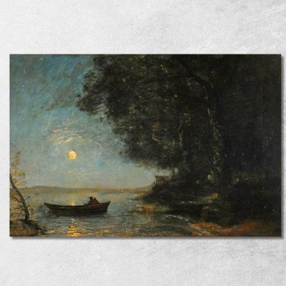 L'Effetto Notte Del Lago Jean-Baptiste-Camille Corot jbc123 quadro stampato su tela