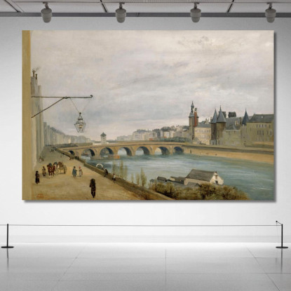 Il Pont Au Change Visto Da Quai De Gesvres Jean-Baptiste-Camille Corot jbc128 quadro stampato su tela