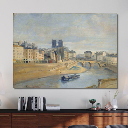 Il Quai Des Orfèvres E Il Ponte Saint Michel Jean-Baptiste-Camille Corot jbc130 quadro stampato su tela