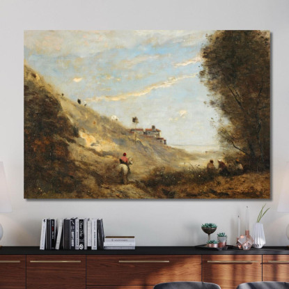 Il Vallon Au Cavalier Jean-Baptiste-Camille Corot jbc135 quadro stampato su tela