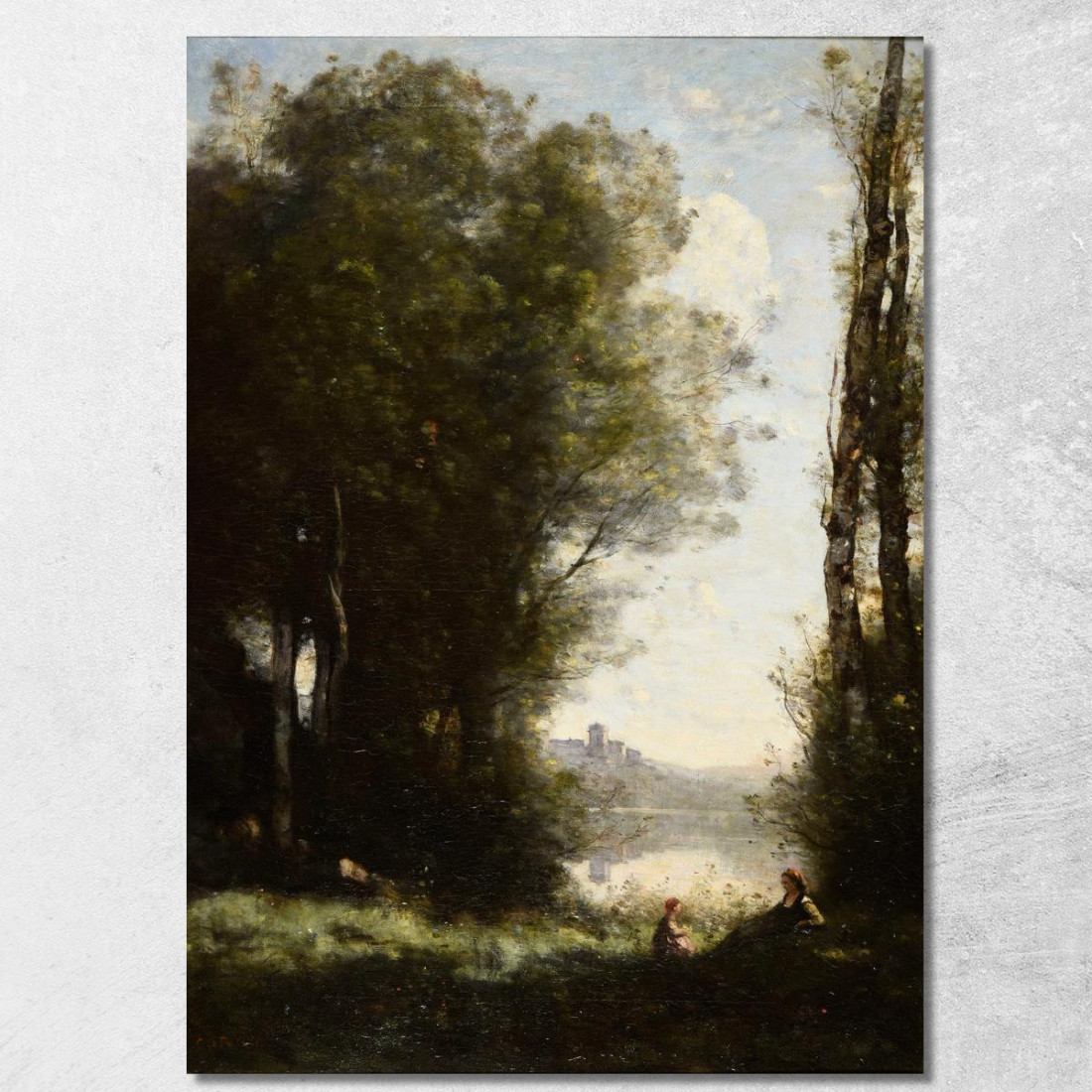 Le Due Sorelle Sotto Gli Alberi In Riva Al Lago Jean-Baptiste-Camille Corot jbc140 quadro stampato su tela