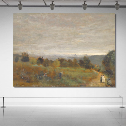 Le Alture Di Sèvres Parigi Sullo Sfondo Jean-Baptiste-Camille Corot jbc145 quadro stampato su tela