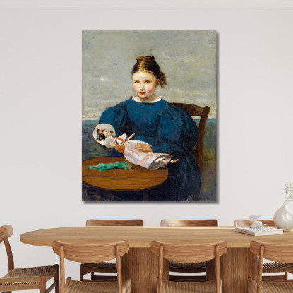 Bambina Con Una Bambola Jean-Baptiste-Camille Corot jbc152 quadro stampato su tela