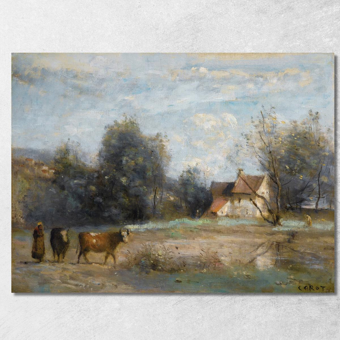 Luzancy Piccole Case Di Contadini Sull'Acqua Jean-Baptiste-Camille Corot jbc156 quadro stampato su tela Luzancy Piccole Case Di Contadini Sull'Acqua Jean-Baptiste-Camille Corot jbc156 quadro stampato su tela