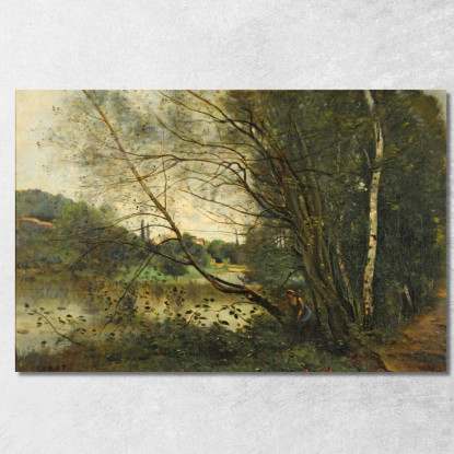 Lo Stagno Con L'Albero Pendente Jean-Baptiste-Camille Corot jbc159 quadro stampato su tela