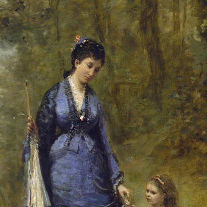 La Signora Stumpf E Sua Figlia Jean-Baptiste-Camille Corot jbc162 quadro stampato su tela