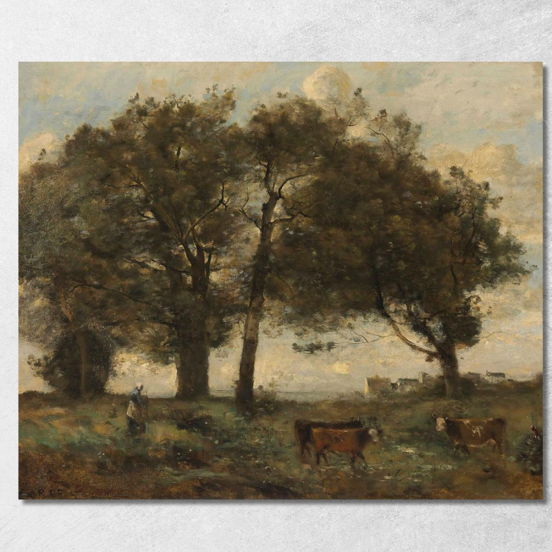 Paludi Boscose Con Tre Mucche Jean-Baptiste-Camille Corot jbc171 quadro stampato su tela