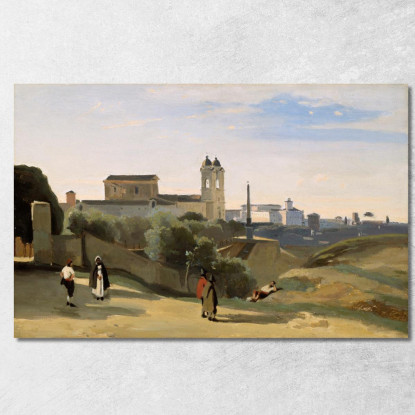 Monte Pincio Rome Jean-Baptiste-Camille Corot jbc177 quadro stampato su tela