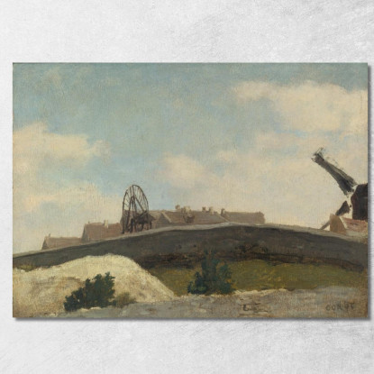 Muro E Mulino Di Montmartre Jean-Baptiste-Camille Corot jbc180 quadro stampato su tela