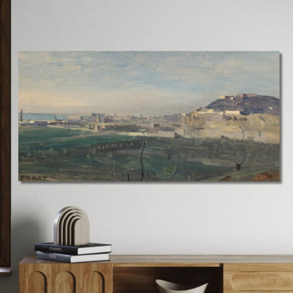 Napoli Monte Sant'Elmo E Parte Della Sua Città Jean-Baptiste-Camille Corot jbc185 quadro stampato su tela