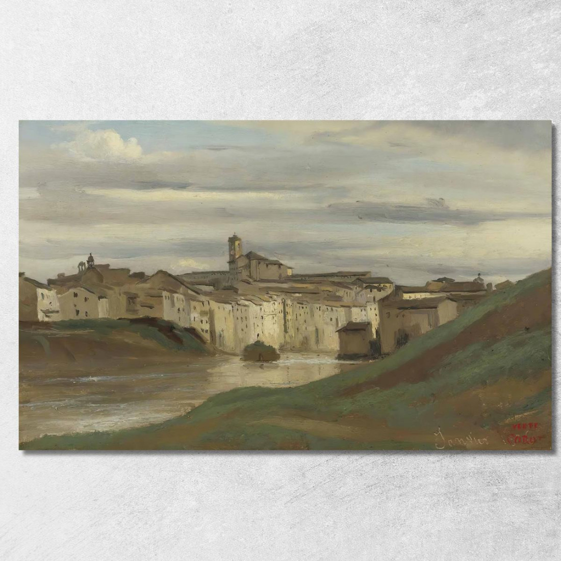 Sulle Rive Del Tevere Roma Jean-Baptiste-Camille Corot jbc188 quadro stampato su tela Sulle Rive Del Tevere Roma Jean-Baptiste-Camille Corot jbc188 quadro stampato su tela